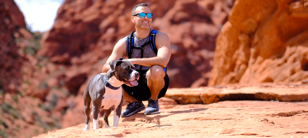 man and dog at Red Rock Canyon